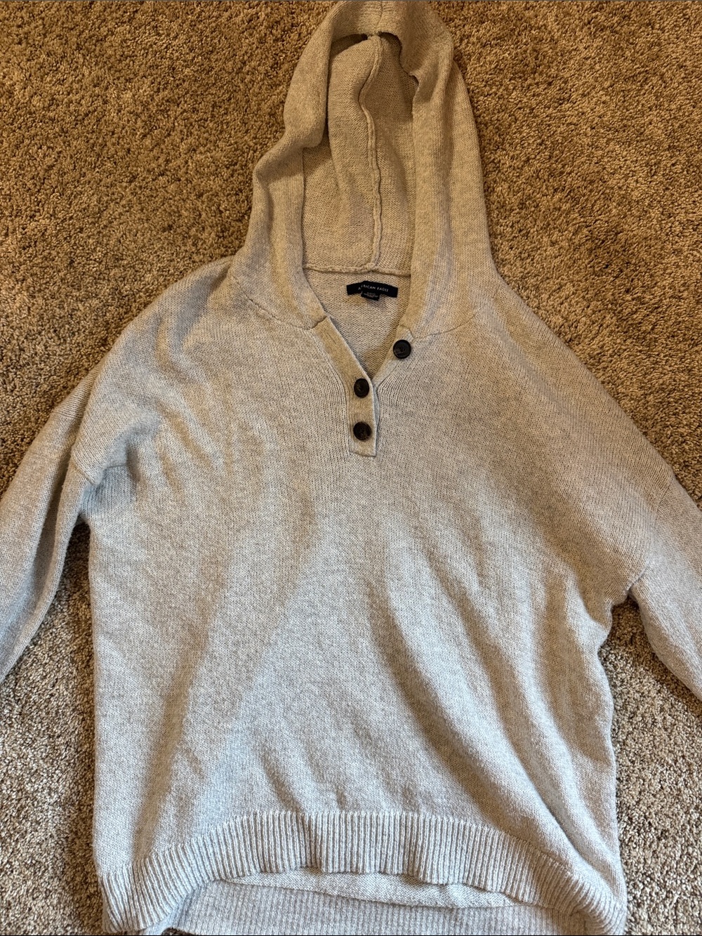 American Eagle Outfitters Light Gray Hooded Crewneck Sweater